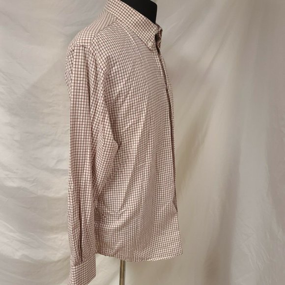 Steve & Barry's Mens Large Cream Red Check Long Sleeve Button Up Shirt - Picture 10 of 12
